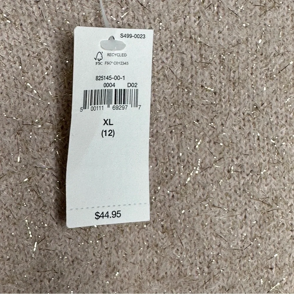Gap Kids Girls‎ Metallic Gold Fuzzy Soft Long Sleeve Beige Sweater Size XL